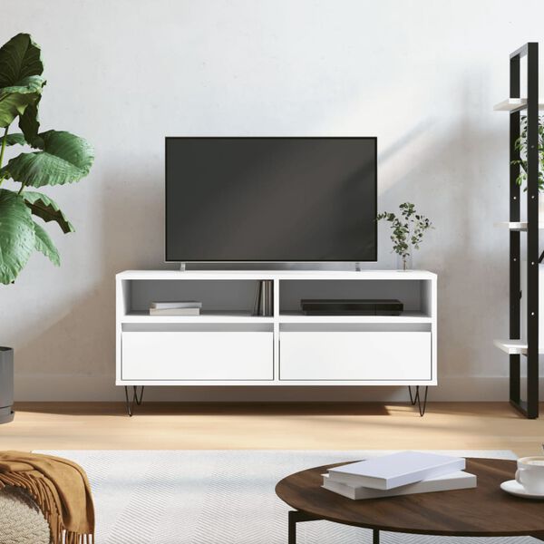 vidaXL TV Cabinet White 100x34.5x44.5 cm Engineered Wood