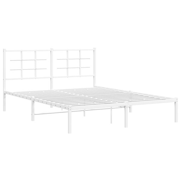 vidaXL Metal Bed Frame without Mattress with Headboard White 150x200cm