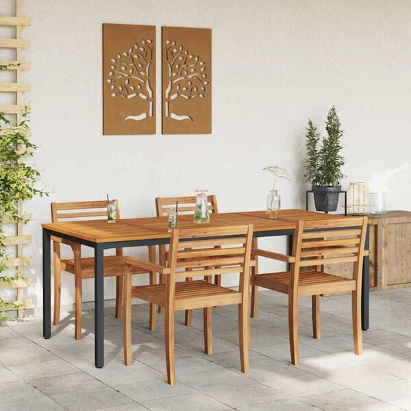 vidaXL Outdoor Tables Natural and black 200 x 90 x 75 cm