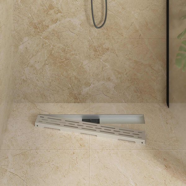 vidaXL Shower Drain with Line Design Silver 70 cm Stainless Steel 304