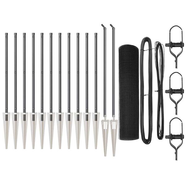 vidaXL Fence Post Grey 25 x 0.5 m (19 x 19 mm mesh) Steel