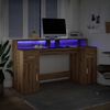 vidaXL Desk with LED Lights Artisian Oak 160x55x91 cm Engineered Wood