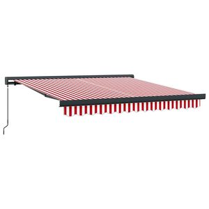 vidaXL Retractable Awning Red and White 300 x 250 cm Fabric and Metal