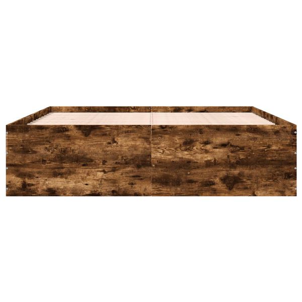 vidaXL Bed Frame without Mattress Smoked Oak 180x200 cm Super King