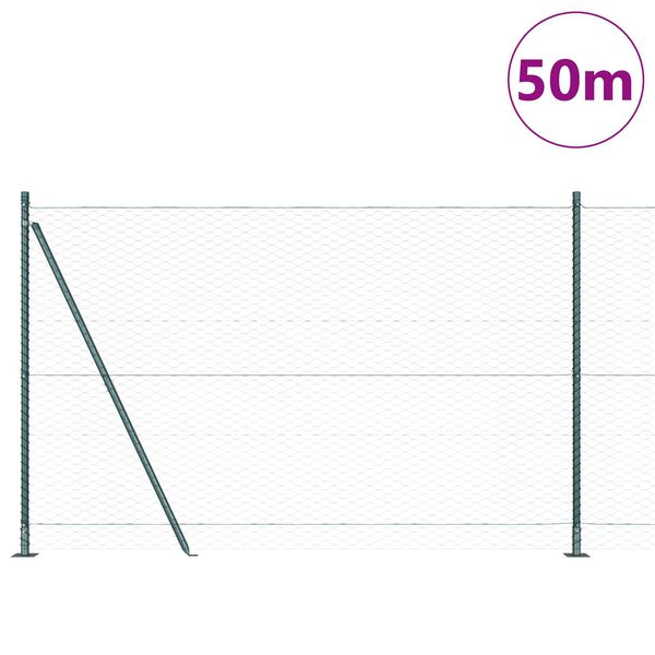 vidaXL Fence Post Green 50 x 1.6 m (36 mm mesh) Steel and PVC