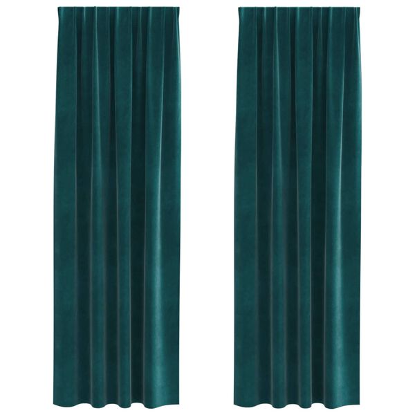 vidaXL Blackout Curtains 2 pcs Dark Green 140 x 260 cm Velvet