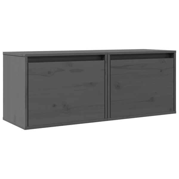 vidaXL Wall Cabinets 2 pcs Grey 45x30x35 cm Solid Pinewood