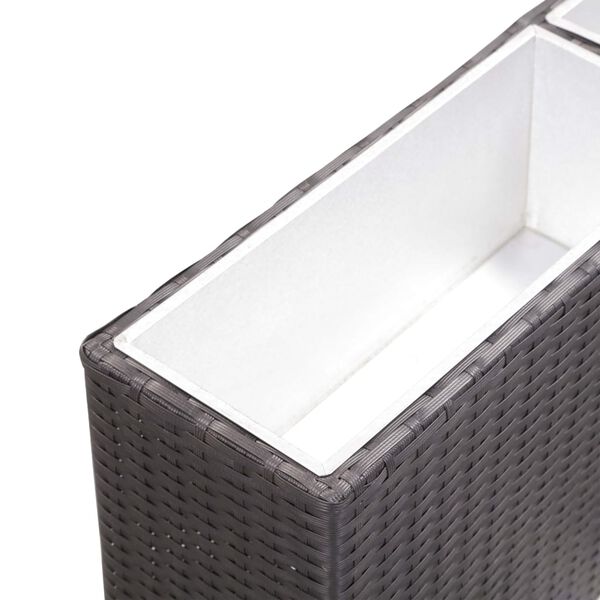 vidaXL Garden Raised Bed with 2 Pots 90x20x40 cm Poly Rattan Black