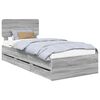 vidaXL Bed Frame with Drawer Grey Sonoma 90 x 190 cm Engineered Wood