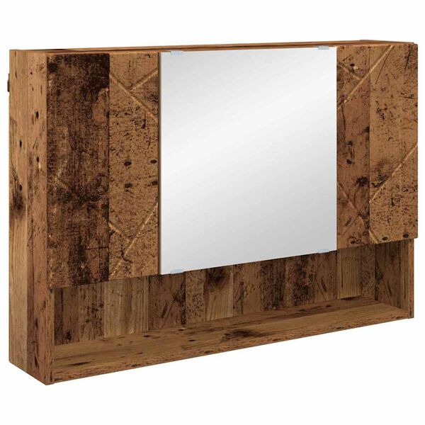 vidaXL Mirror Cabinet Old Wood 80 x 17 x 55 cm Engineered Wood