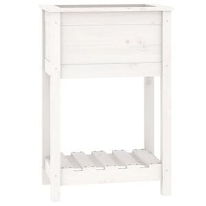 vidaXL Planter with Shelf White 54x34,5x81 cm Solid Wood Pine