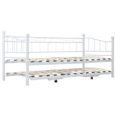 vidaXL Bed Frame White Steel 180x200/90x200 cm Double