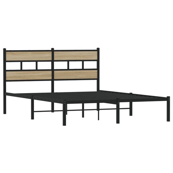 vidaXL Metal Bed Frame without Mattress Sonoma Oak 140x200 cm