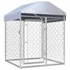 vidaXL Dog Kennel | Silver | Galvanized steel, Polyethylene | Large | Locks