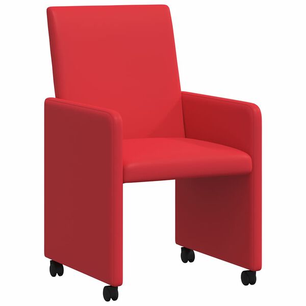 vidaXL Dining Chairs with Wheels with Wheels 2 pcs Red 57 x 66 x 94 cm