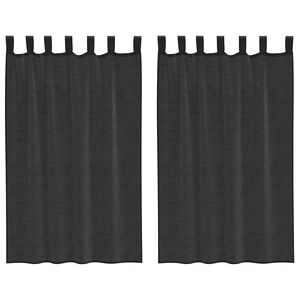 vidaXL Voile Curtains with Tab Top 2 pcs Black