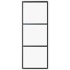 vidaXL Sliding Door 3-Panel ESG Glass and Aluminium 76x205 cm Black
