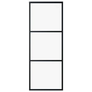 vidaXL Sliding Door 3-Panel ESG Glass and Aluminium 76x205 cm Black