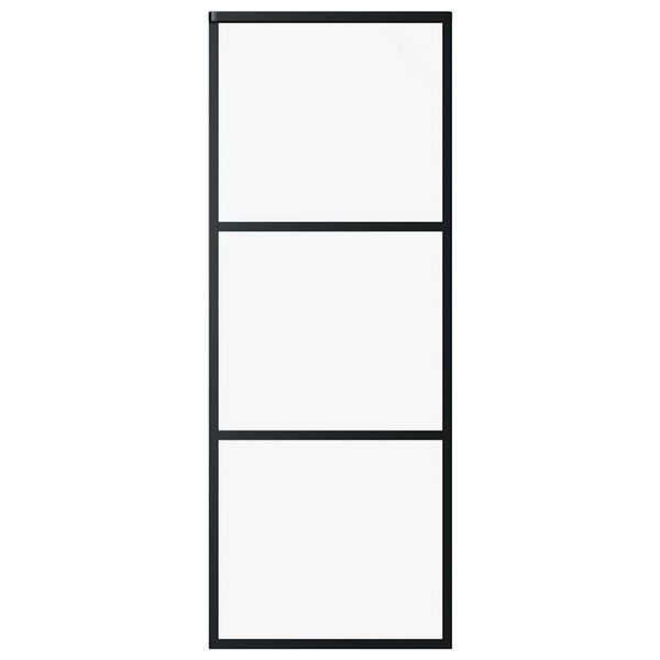 vidaXL Sliding Door 3-Panel ESG Glass and Aluminium 76x205 cm Black