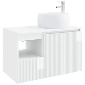 vidaXL Bathroom Furniture Set 2 pcs High Gloss White Engineered Wood