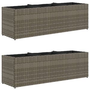 vidaXL Garden Planters with 3 Pots 2 pcs Grey 105x30x32 cm Poly Rattan