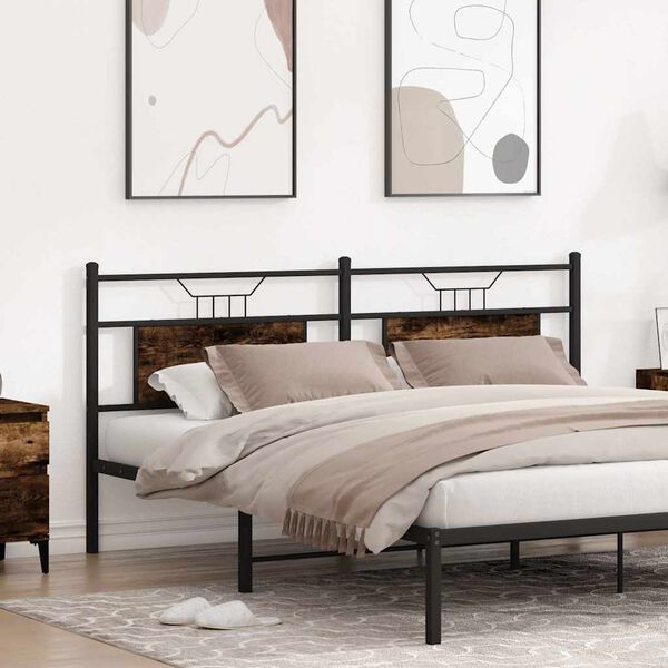 vidaXL Replace Headboard Smoked Oak 180 cm Engineered Wood and Steel
