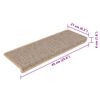 vidaXL Stair Mats Self-adhesive Sisal-Look 15 pcs 65x21x4 cm Light Beige