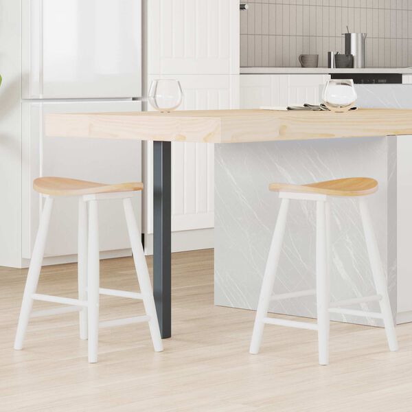 vidaXL Dining Chairs 2 pcs White 46 x 37 x 63 cm Solid Rubber Wood