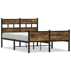 vidaXL Bed Frame without Mattress Smoked Oak 120x200 cm Engineered Wood