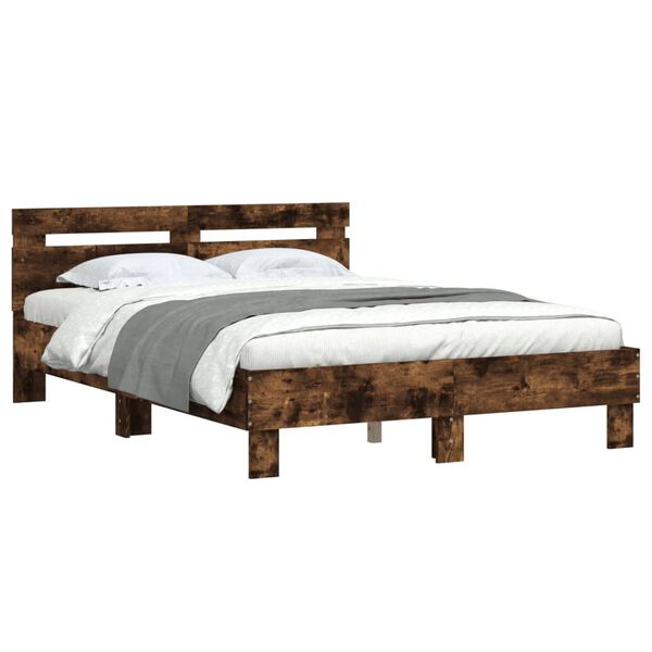 vidaXL Bed Frame without Mattress Smoked Oak 120x190 cm Small Double