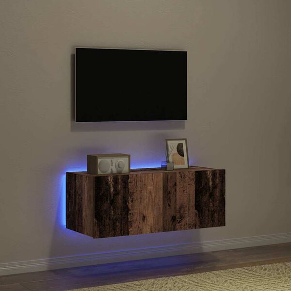 vidaXL TV Wall Cabinet Old Wood 80 x 35 x 31 cm Engineered Wood
