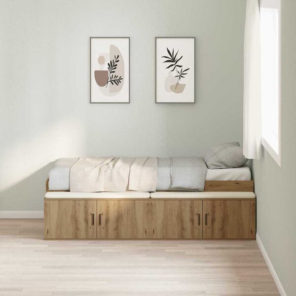 vidaXL Bed Frame with Drawer Artisan Oak 100 x 200 cm Engineered Wood
