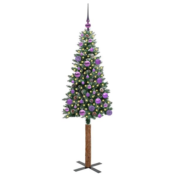 vidaXL Slim Christmas Tree Green 150 cm PVC and Solid Pine wood