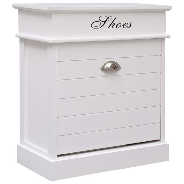 vidaXL Shoe Cabinet White 50x28x58 cm Paulownia Wood