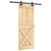 vidaXL Sliding Door Natural and Black 80 x 210 cm Solid Pine Wood