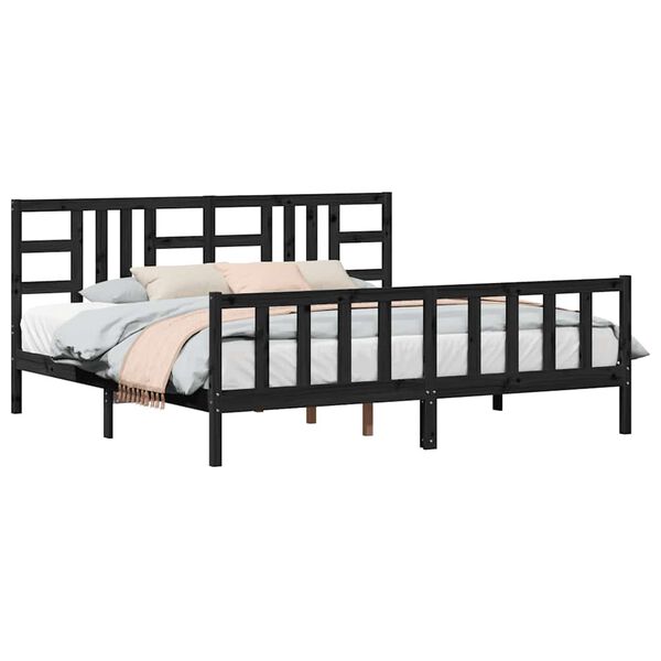 vidaXL Bed Frame without Mattress Black 200x200 cm Solid Wood Pine