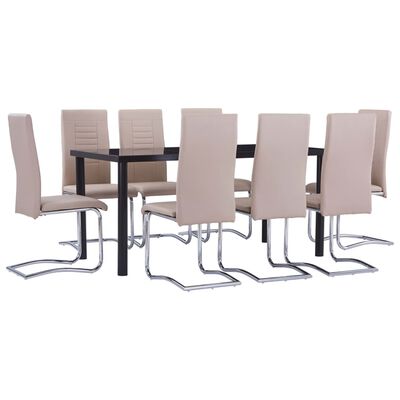 vidaXL 9 Piece Dining Set Faux Leather Cappuccino