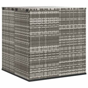 vidaXL Cushion Box | Grey | PE Rattan, Powder-Coated Steel | Large | Cushion Box