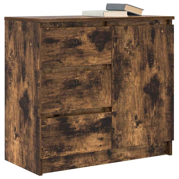 vidaXL Sideboard with Drawer Smoked Oak 71x35x65 cm Engineered Wood