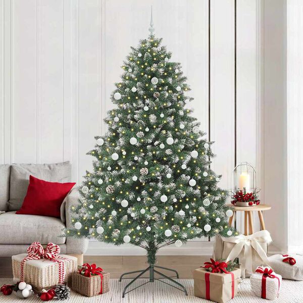 vidaXL Artificial Christmas Tree with 300 LEDs with Stand Green 210 cm
