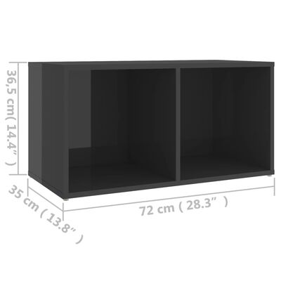 vidaXL TV Cabinet High Gloss Grey 72x35x36.5 cm Chipboard