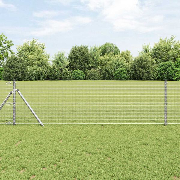 vidaXL Fence Post Silver 100 x 0.6 m (19 x 19 mm mesh) Steel