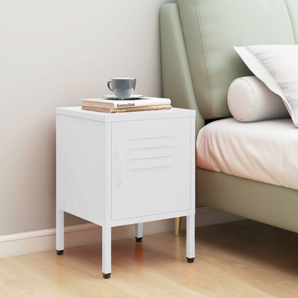 vidaXL Nightstand White 35x35x51 cm Steel