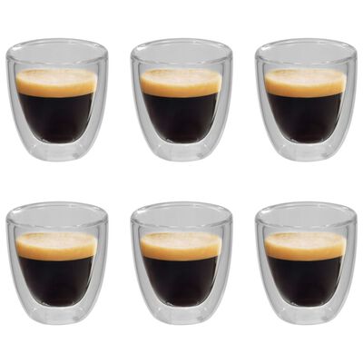 vidaXL Double Wall Thermo Glass for Espresso Coffee 6 pcs 80 ml