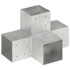 vidaXL Post Connectors 4 pcs X Shape Galvanised Metal 101x101 mm