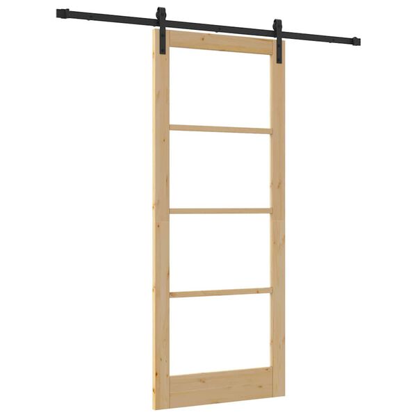 vidaXL Sliding Door ORKDAL Natural and Black 86 x 211 cm