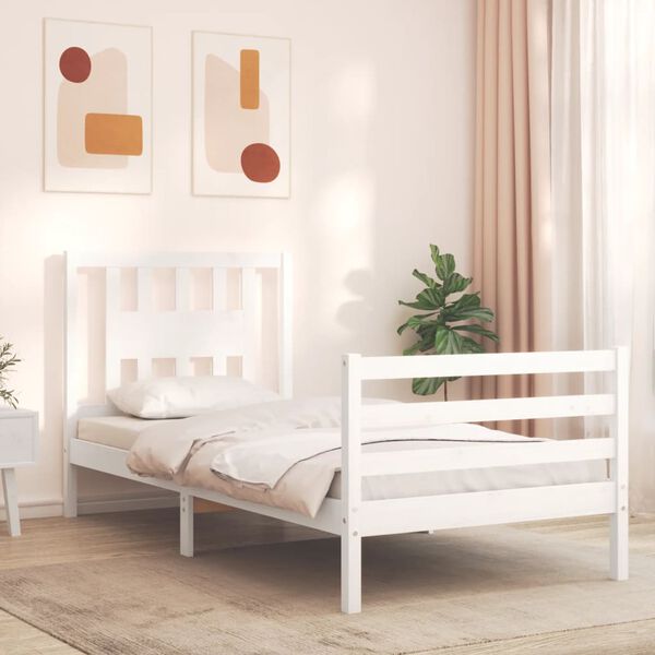 vidaXL Bed Frame without Mattress White 90x200 cm Solid Wood