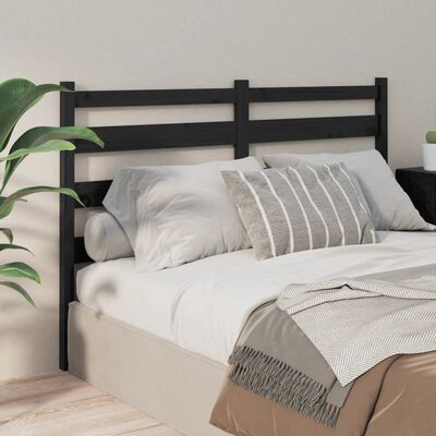 vidaXL Bed Headboard Black 146x4x100 cm Solid Wood Pine