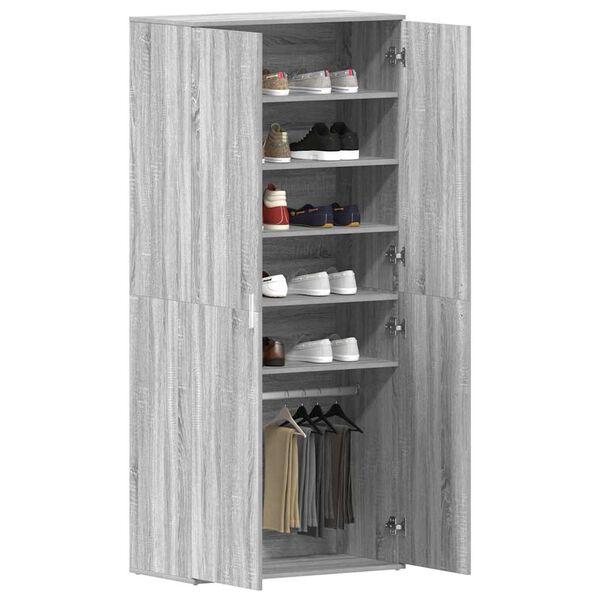 vidaXL Shoe Cabinet Grey Sonoma 80 x 39 x 178 cm Engineered Wood