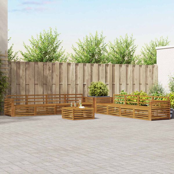 vidaXL Outdoor Sofa Set 9 pcs Natural